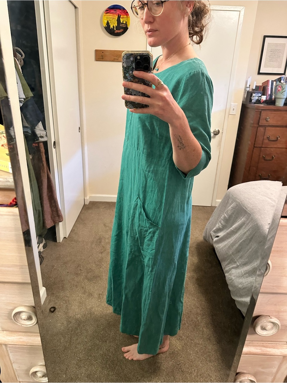 Teal 100% Linen Maxi Dress - Women’s medium - Lagenlook - Camille + Co. - Picture 12 of 12